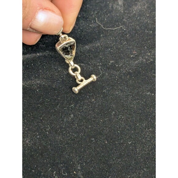 Raw Rainbow Tourmaline Sterling Silver Toggle Clasp Bracelet 7.5" Colourful - Picture 6 of 8